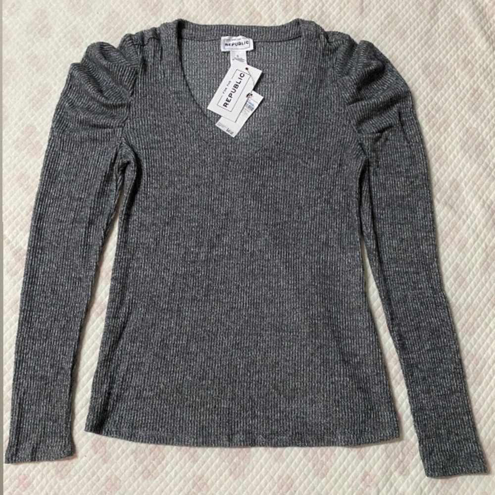 FOR THE REPUBLIC Long Sleeve Top Gray  Size S